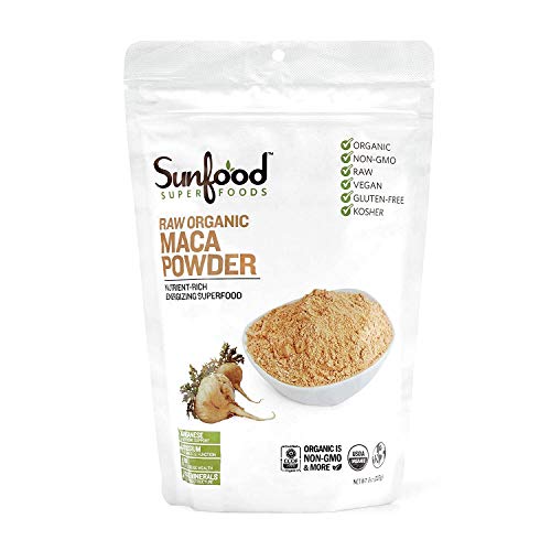 Sunfood Superfoods Organic Maca Powder Supplement for Men Women Maca Root Powder Organic with Adaptogens Peruvian Raw Vegan 8 Oz Bag